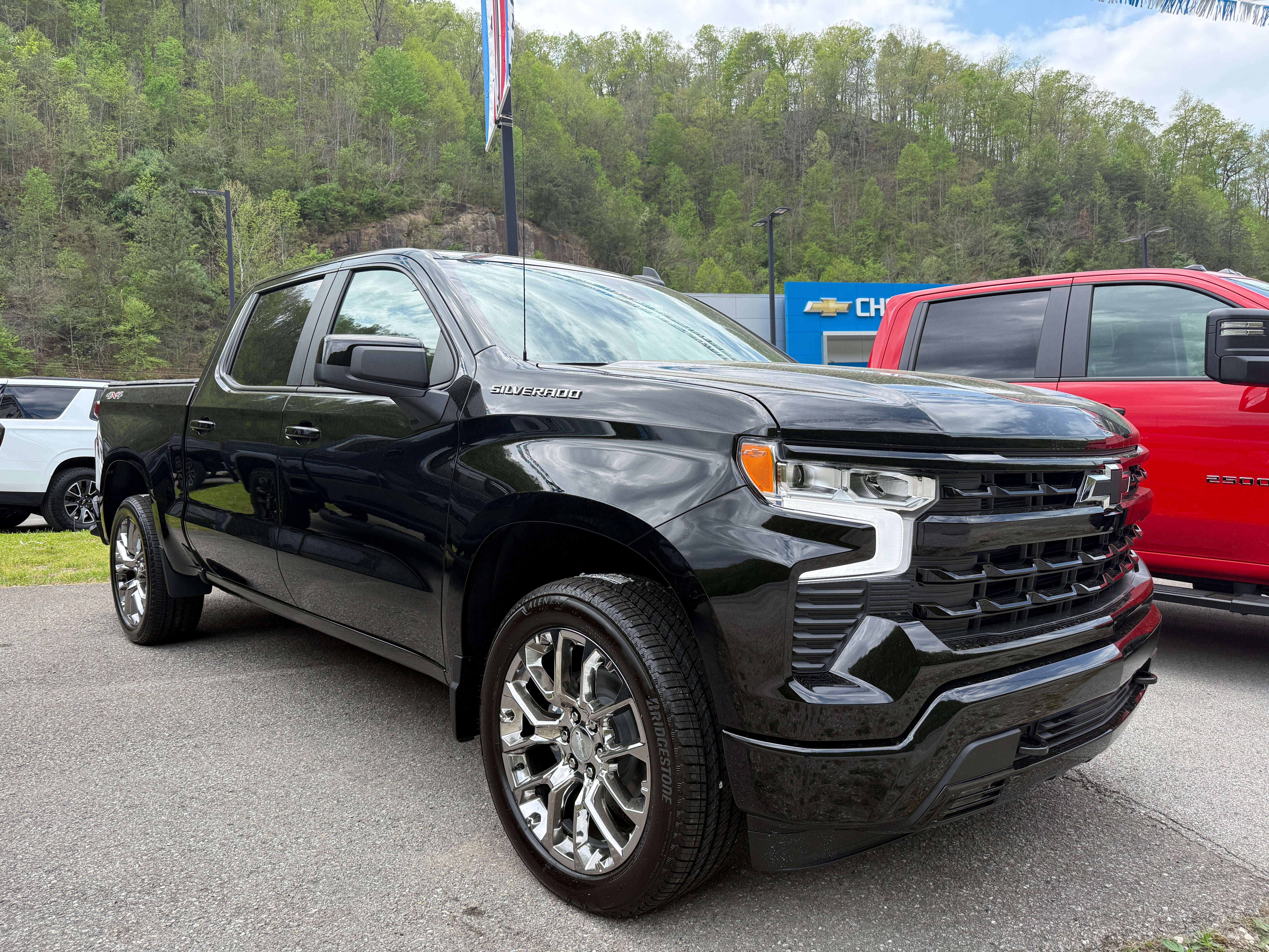 2026 Chevrolet Silverado 1500 RST in Black — front three-quarter view