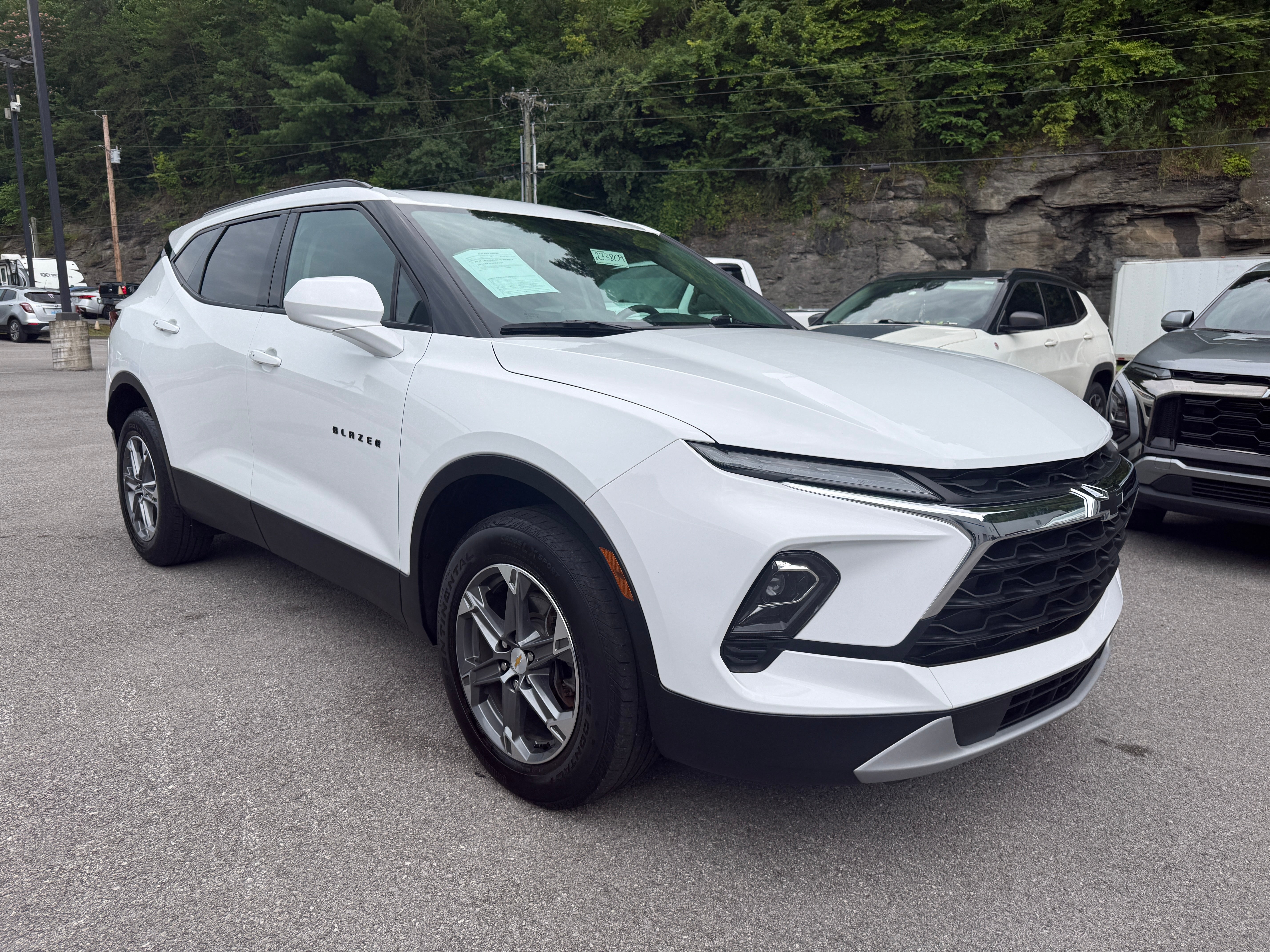 2023 Chevrolet Blazer 2LT in Summit White — front three-quarter view